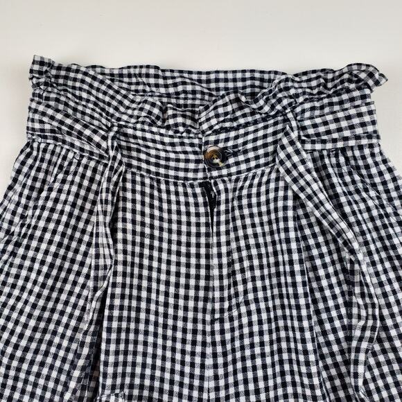 Who What Wear Linen Gingham Paperbag High Rise Shorts Plaid Checkered 10 - Picture 4 of 8